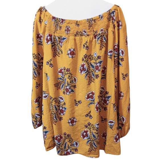 ST. JOHN'S BAY Smocked Boho Floral Blouse Top Plus 3X Square Neck Cotton Blend - Picture 8 of 8